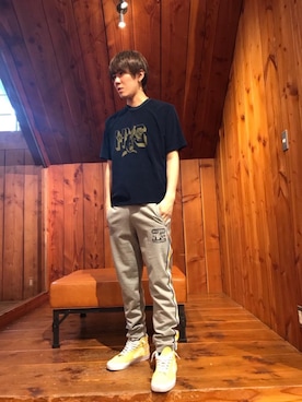 「アイテム（ルームウェア、ブルー系）」を使った、hyshmt04さん（メンズ・180cm）の春コーディネート