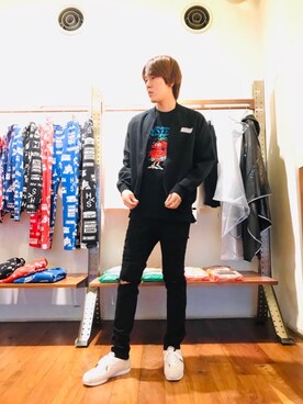 「刺繍」｜「アイテム（ジャージ）」を使った、hyshmt04さん（メンズ・180cm）の秋コーディネート