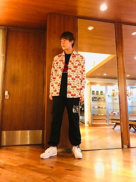 「アイテム（カバーオール、レッド系）」を使った、hyshmt04さん（メンズ・180cm）の秋コーディネート