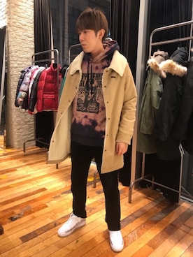 「HYSTERIC GLAMOUR（ヒステリックグラマー）のアイテム（ステンカラーコート）」を使った、hyshmt04さん（メンズ・180cm）の冬コーディネート