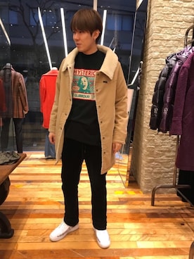 「HYSTERIC GLAMOUR（ヒステリックグラマー）のアイテム（ステンカラーコート）」を使った、hyshmt04さん（メンズ・180cm）の冬コーディネート