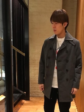 「HYSTERIC GLAMOUR（ヒステリックグラマー）のアイテム（ピーコート）」を使った、hyshmt04さん（メンズ・180cm）の冬コーディネート