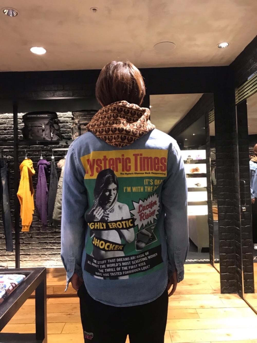 「春コーデ、ストリートコーデ」｜「HYSTERIC GLAMOURのHYSTERIC TIMES デニム長袖ウエスタンシャツ（シャツ/ブラウス、ブルー系）」を使った、hyshmt04さん（メンズ・180cm）の冬コーディネートの1枚目の写真