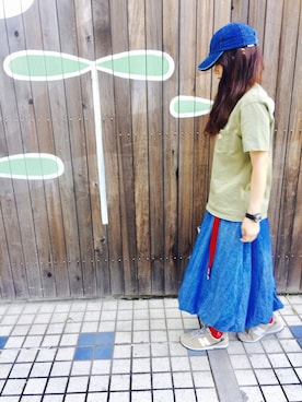 「アイテム（ピアス（両耳用）、ブルー系）」を使った、maju☆*:.｡. ♪さん（レディース・161cm）の春コーディネート