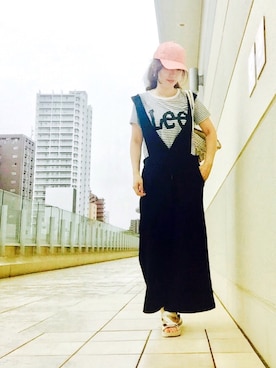 「ネイビー×ホワイト」｜「アイテム（サロペット/オーバーオール）」を使った、maju☆*:.｡. ♪さん（レディース・161cm）の夏コーディネート