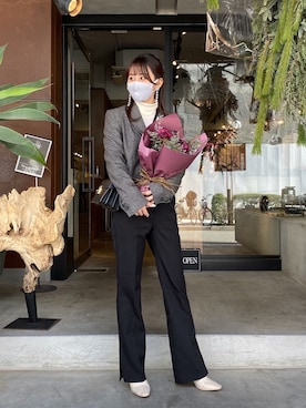 「ショート丈ジャケット」｜𝑐ℎ𝑖𝑘𝑖さん（レディース・152cm）の冬コーディネート