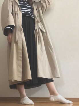 「KBF（ケイビーエフ）のBIGフーディコート（その他アウター）」を使った、aoさん（レディース・156cm）の春コーディネート