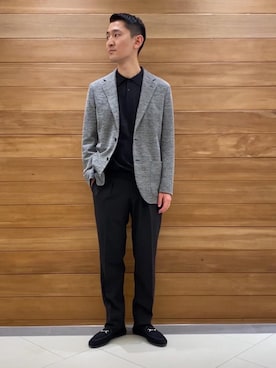「FERRANTE（フェランテ）のアイテム（スリッポン）」を使った、丹羽 和希さん（メンズ・175cm）の春コーディネート