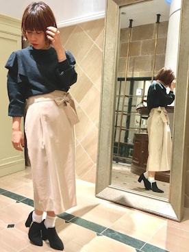 「NANO universe（ナノユニバース）のアイテム（ブーティ）」を使った、nano・universe 阿倍野 STAFFさん（レディース・151cm）の秋コーディネート