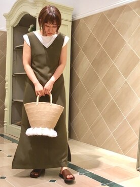 「アイテム（ワンピース/ドレス、グリーン系）」を使った、nano・universe 阿倍野 STAFFさん（レディース・153cm）の春コーディネート