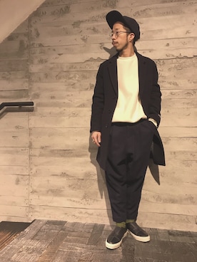 「HARE（ハレ）のアイテム（チェスターコート）」を使った、伊藤 大祥さん（メンズ・165cm）の冬コーディネート