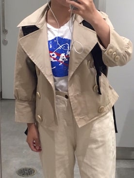 「H&M（エイチ・アンド・エム）のアイテム（Tシャツ/カットソー、ホワイト系）」を使った、ナオさん（レディース・146cm）の冬コーディネート