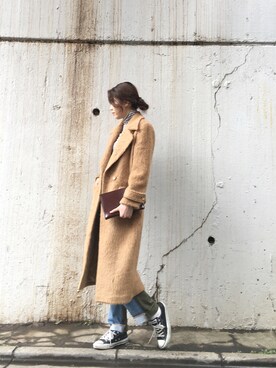 「TODAYFUL（トゥデイフル）のアイテム（チェスターコート）」を使った、sudo shihoさん（レディース・168cm）の冬コーディネート