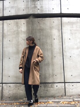 「TODAYFUL（トゥデイフル）のアイテム（チェスターコート）」を使った、sudo shihoさん（レディース・168cm）の秋コーディネート