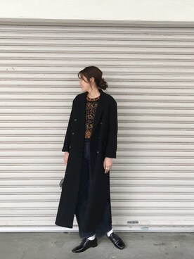 「TODAYFUL（トゥデイフル）のアイテム（チェスターコート）」を使った、sudo shihoさん（レディース・168cm）の冬コーディネート
