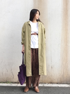 「TODAYFUL（トゥデイフル）のアイテム（ステンカラーコート）」を使った、sudo shihoさん（レディース・168cm）の冬コーディネート