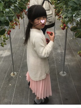 「GLOBAL WORK（グローバルワーク）のアイテム（ワンピース、ホワイト系）」を使った、かんちゃんさん（キッズ・80cm）の春コーディネート