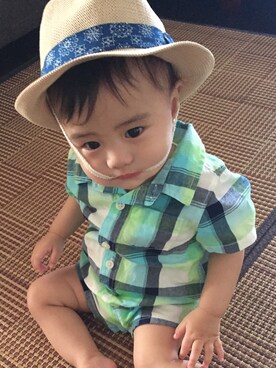 「GAP（ギャップ）のアイテム（ロンパース、その他）」を使った、かんちゃんさん（キッズ・80cm）の夏コーディネート
