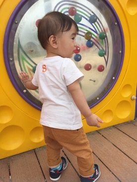 「マスタードイエロー」｜かんちゃんさん（キッズ・70cm）の秋コーディネート