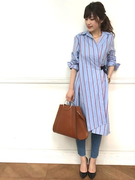 「ストライプワンピース」｜Loungedressさん（レディース・160cm）の夏コーディネート