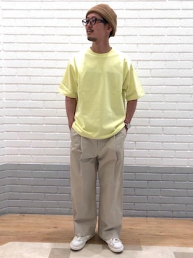 「ベーシック/トラッド」｜「アイテム（ニットキャップ/ビーニー）」を使った、井澤 賢治さん（メンズ・174cm）の夏コーディネート