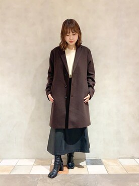 「RAGEBLUE（レイジブルー）のアイテム（チェスターコート）」を使った、maaahoさん（レディース・160cm）の冬コーディネート