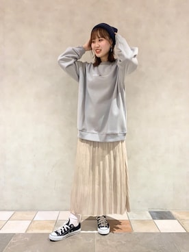 「RAGEBLUE（レイジブルー）のアイテム（ニットキャップ/ビーニー）」を使った、maaahoさん（レディース・160cm）の春コーディネート