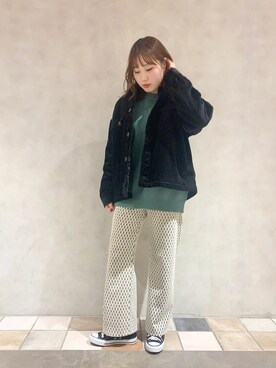 「CONVERSE（コンバース）のCONVERSE コンバース オール スター オックス / ALL STAR OX(BLACK) 32160321（スニーカー）」を使った、maaahoさん（レディース・160cm・20代）の春コーディネート