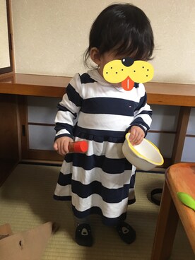 「TOMMY HILFIGER（トミーヒルフィガー）のアイテム（ワンピース/ドレス）」を使った、なほすけさん（キッズ・70cm）の冬コーディネート