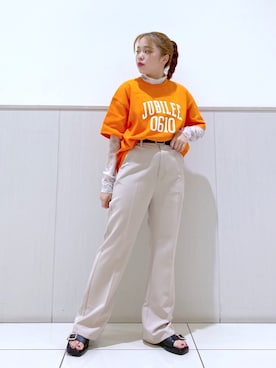 「PBLIM（ページボーイリム）の【PAGEBOYLIM】シアータートルインナー（Tシャツ/カットソー）」を使った、うなちゃんさん（レディース・152cm）の夏コーディネート