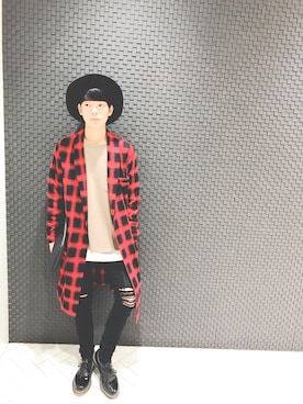 「赤チェック」｜「アイテム（その他アウター）」を使った、T.Kさん（メンズ・168cm）の秋コーディネート