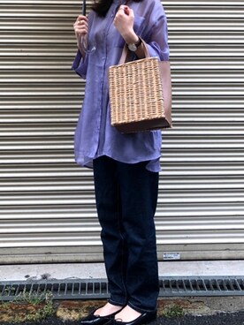「BEAMS（ビームス）のアイテム（かごバッグ）」を使った、mさん（レディース・162cm）の夏コーディネート
