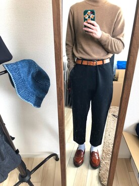 「SHINYAKOZUKA（シンヤコヅカ）のアイテム（スラックス）」を使った、ふ。さん（メンズ・167cm）の冬コーディネート