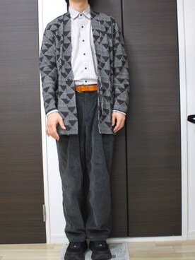 「柄物」｜「アイテム（ジャケット/アウター）」を使った、ふ。さん（メンズ・168cm）の夏コーディネート