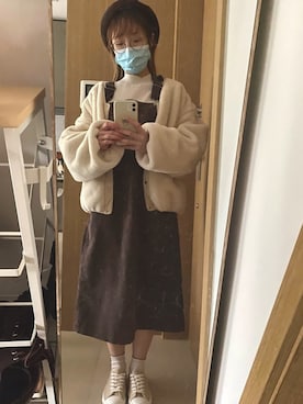 「消えそうな色コーデ」｜「アイテム（ブルゾン）」を使った、RTさん（レディース・158cm）の冬コーディネート