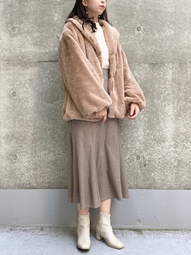 「ショールカラー」｜「アイテム（その他アウター）」を使った、きーちゃんさん（レディース・159cm）の秋コーディネート