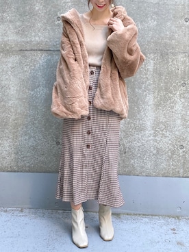 「ショールカラー」｜「アイテム（その他アウター）」を使った、きーちゃんさん（レディース・159cm）の冬コーディネート