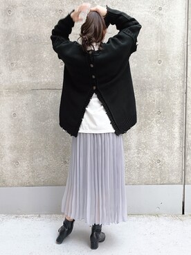 「ダメージカーディガン」｜きーちゃんさん（レディース・159cm）の冬コーディネート