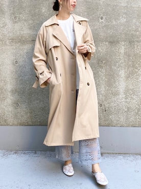 「春めきシューズ」｜「アイテム（トレンチコート）」を使った、きーちゃんさん（レディース・159cm）の春コーディネート