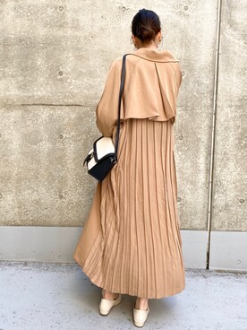 「プリーツ」｜「アイテム（トレンチコート）」を使った、きーちゃんさん（レディース・159cm）の春コーディネート
