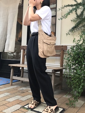 「Hanes」｜「アイテム（スラックス）」を使った、honchiiizさん（レディース・147cm）の夏コーディネート