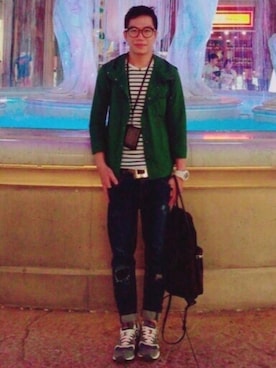 「N°21（ヌメロ ヴェントゥーノ）のアイテム（バッグ）」を使った、PIN^2さん（メンズ・163cm）の夏コーディネート