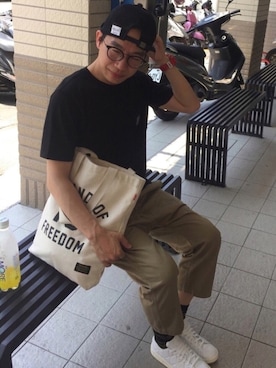 「ANSOMEONE（アンサムワン）のアイテム」を使った、PIN^2さん（メンズ・163cm）の夏コーディネート