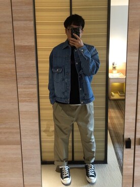 「oversize」｜「アイテム（スウェット）」を使った、PIN^2さん（メンズ・163cm）の春コーディネート