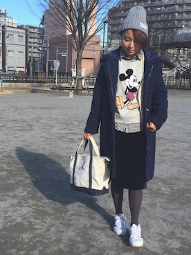 「NAVANA（ナバーナ）のアイテム（ジャケット/アウター）」を使った、あじゅんさん（レディース・158cm）の冬コーディネート