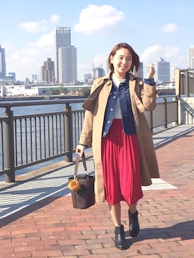 「スプリングSENSEOFPLACE」｜「アイテム（トレンチコート）」を使った、あじゅんさん（レディース・158cm）の冬コーディネート