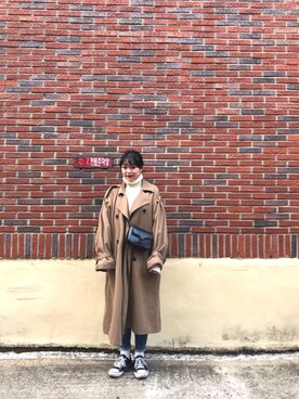 「韓国」｜「アイテム（トレンチコート）」を使った、ちむたくさん（レディース・158cm）の春コーディネート