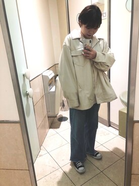 「アイテム（カバーオール、ホワイト系）」を使った、ちむたくさん（レディース・158cm）の冬コーディネート