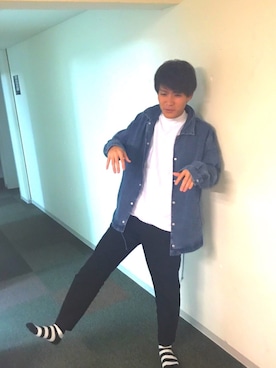 「SPINNS（スピンズ）のアイテム（デニムジャケット）」を使った、コンドウレオさん（メンズ・173cm）の秋コーディネート