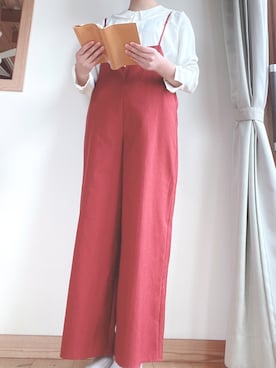 「アイテム（オールインワン・サロペット、レッド系）」を使った、camelliaさん（レディース・160cm）の春コーディネート